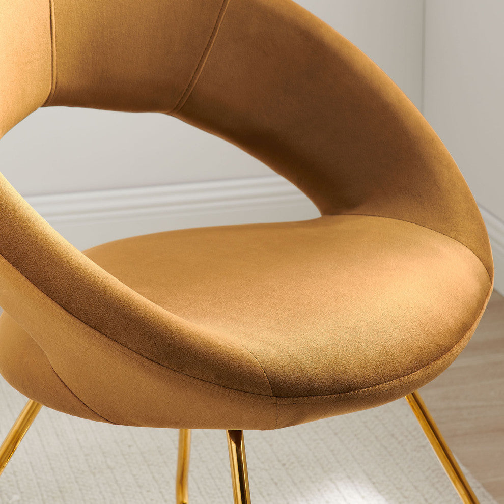 Dining Chair, Set of 2, Gold Brown, Velvet, Modern, Cafe Bistro Hospitality