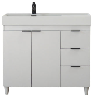 39" Single Sink Vanity, French Gray With Light Gray Composite Granite Top
