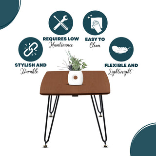 Elmwood 47" Coffee Table Rectangular MDF Tabletop, Black Iron, Walnut