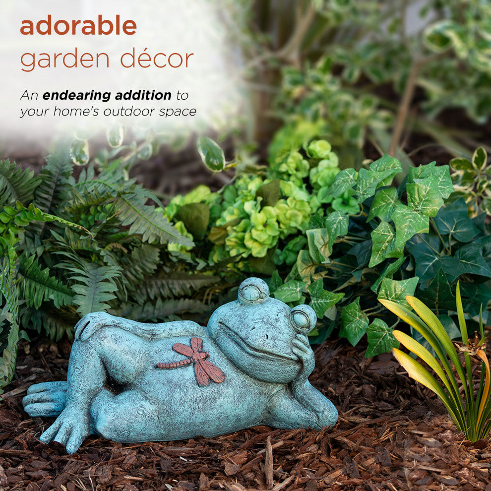 Alpine Pensative Sleeping Frog Statue, 15"Tall