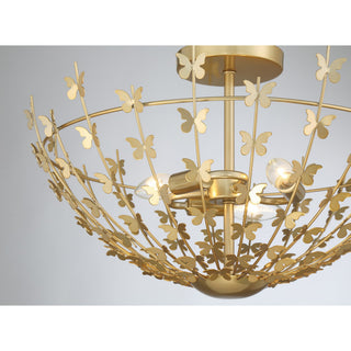 Birch 3-Light Ceiling Light, Burnished Brass