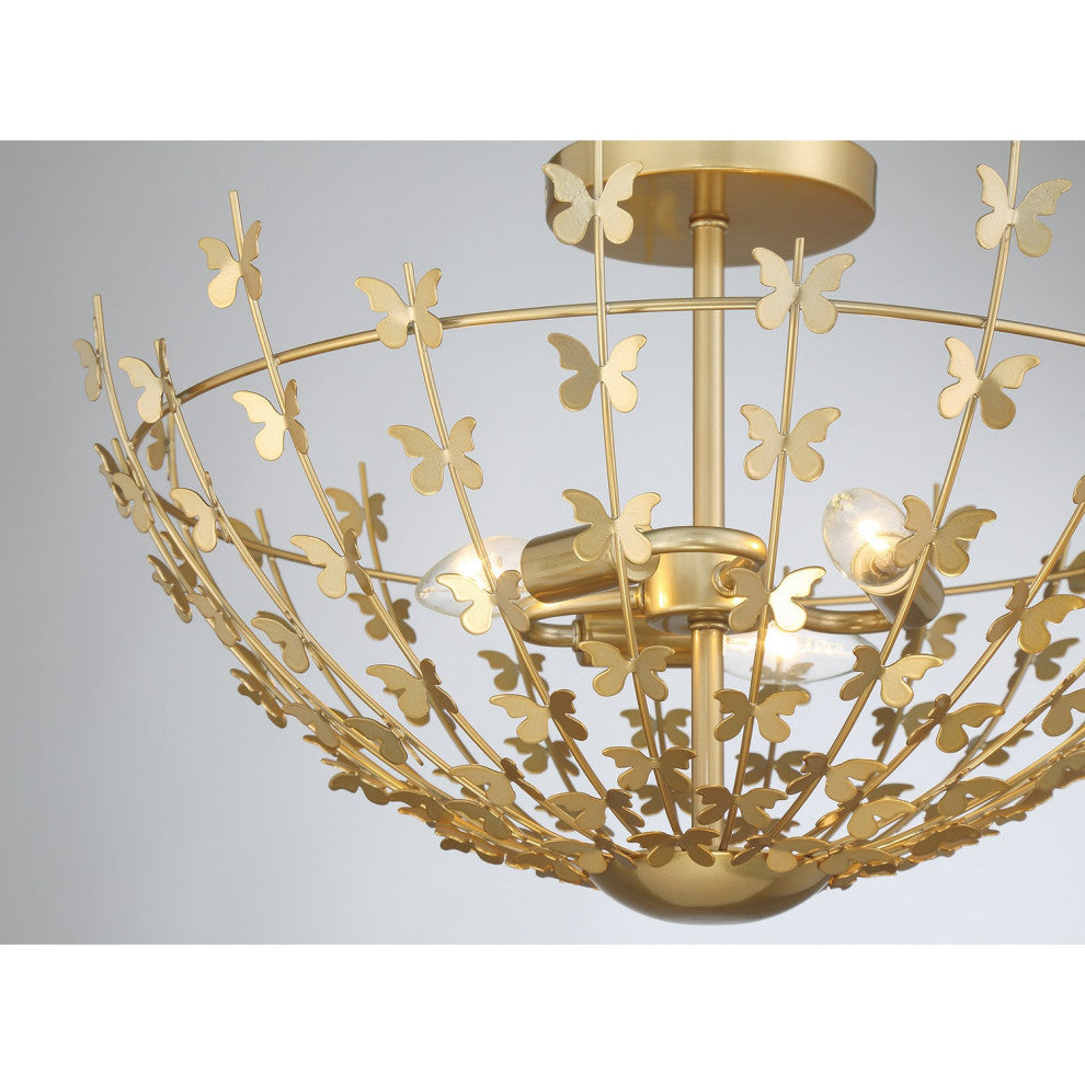 Birch 3-Light Ceiling Light, Burnished Brass