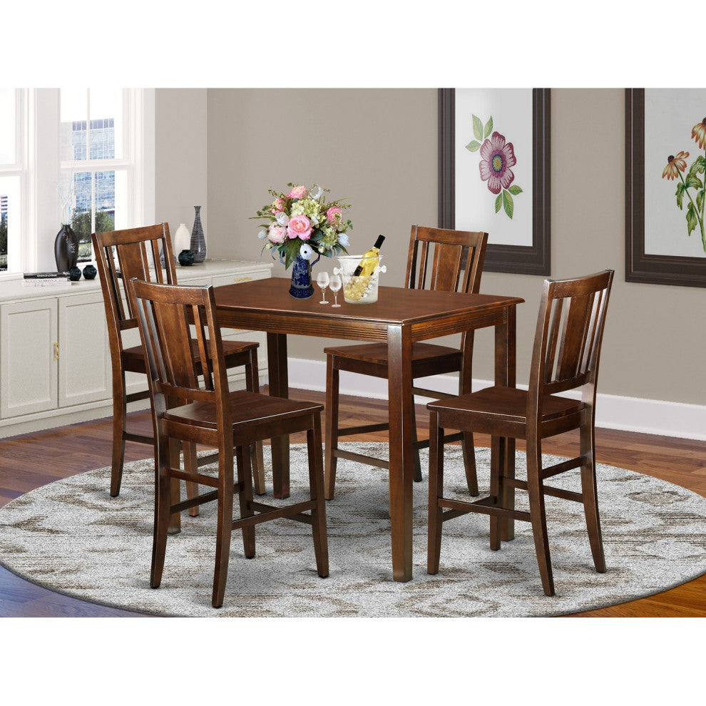 5 Pc Counter Height Pub Set High Table And 4 Kitchen Chairs