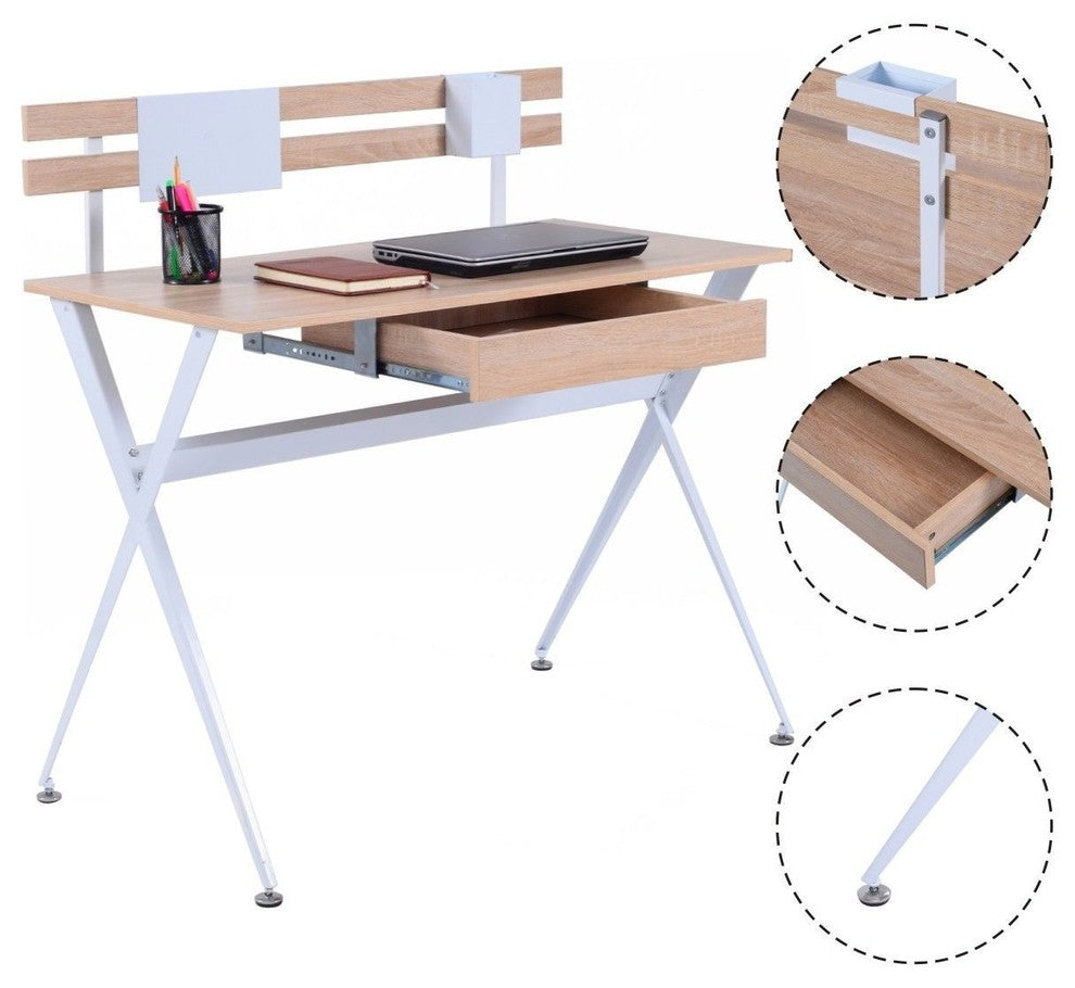 Modern Wood Top Computer Desk Writing Workstation