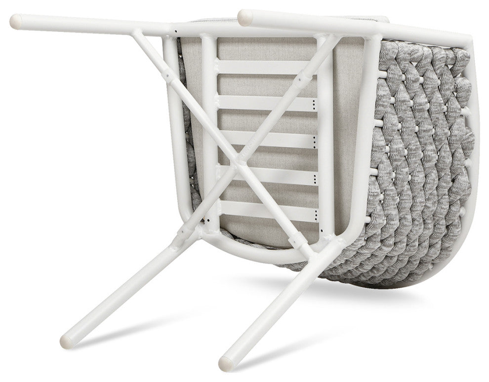 Rowan 24" Weaving Rope Outdoor Patio Dining Chairs, Set of 2, Optic White Acrylic
