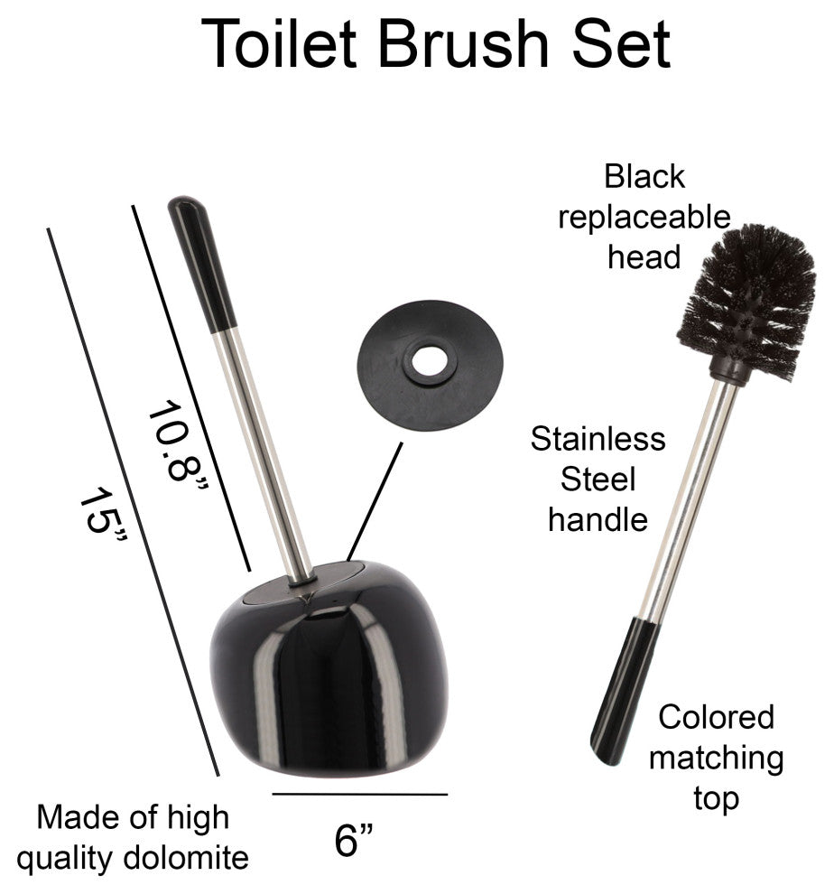 PISE Freestanding Toilet Brush and Holder Set , Black