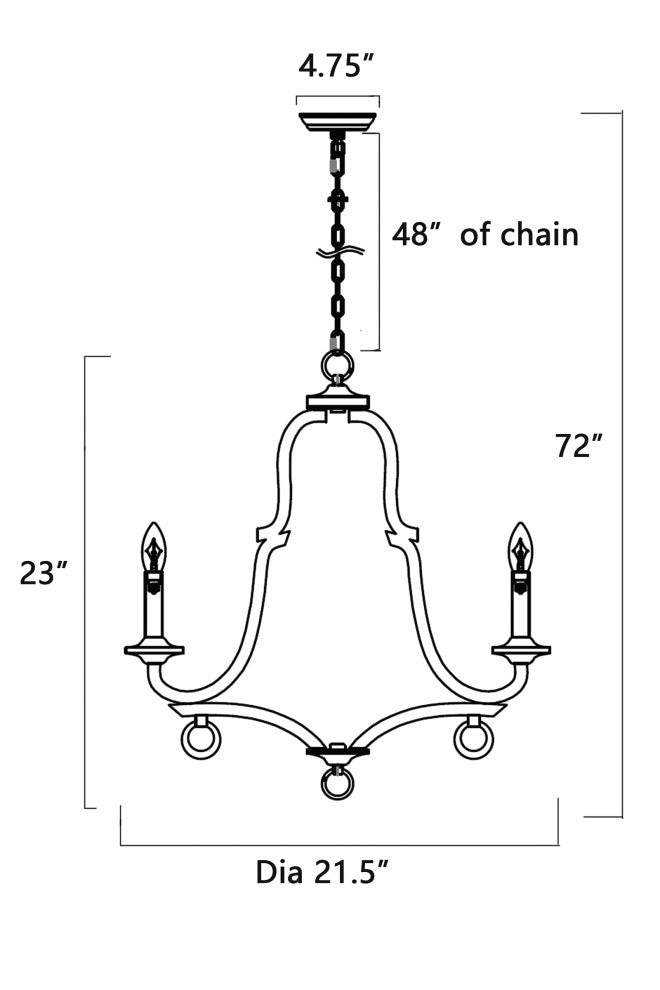 5-Light Distressed Antique White Farmhouse Chandelier Glam