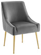 Discern Pleated Back Upholstered Performance Velvet Dining Chair Set of 2 - Gray