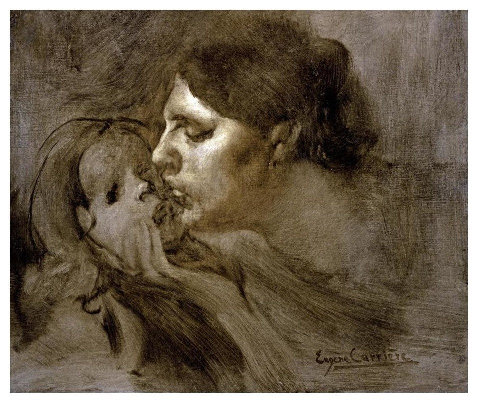 "The Motherly Kiss" Digital Paper Print by Eugene Carriere, 24"x20"