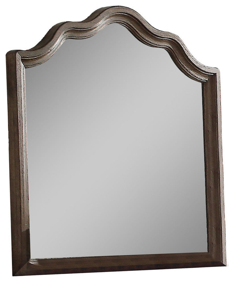 ACME Baudouin Bed, Beige and Weathered Oak, Mirror