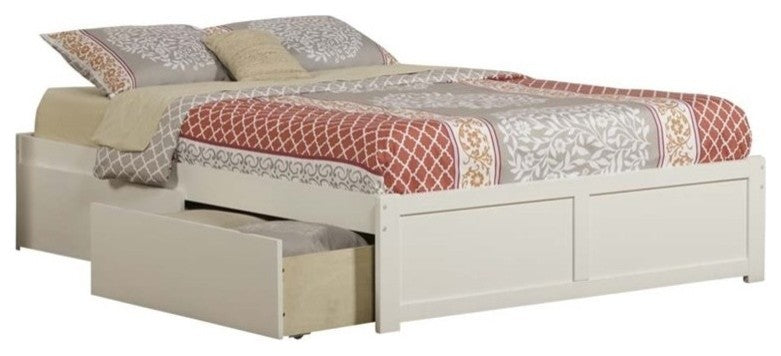 AFI Concord Urban King Storage Solid Wood Platform Bed with USB Charger in White