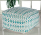 Microfiber Blue and White Pouf Ottoman Diamonte Tye Dye Pattern