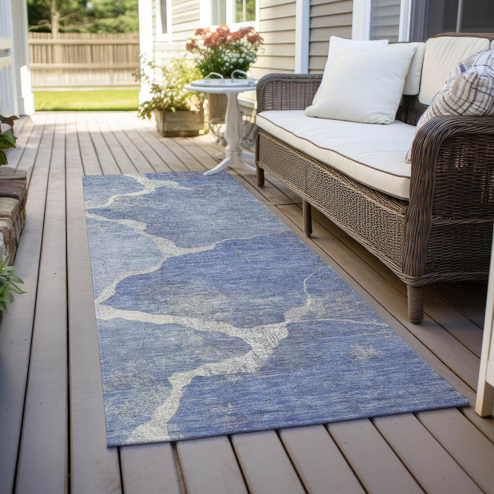 Machine Washable Indoor/Outdoor Chantille ACN1889 Denim 2'3" x 7'6" Runner Rug