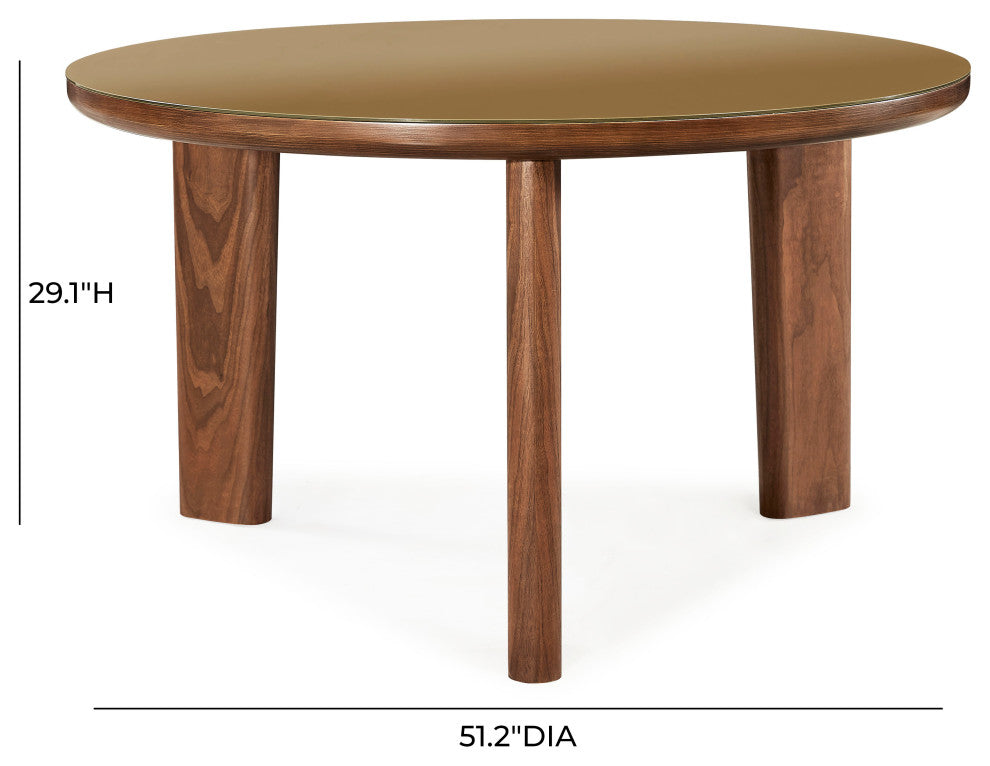 Oani Walnut and Glass Dining Table, Round