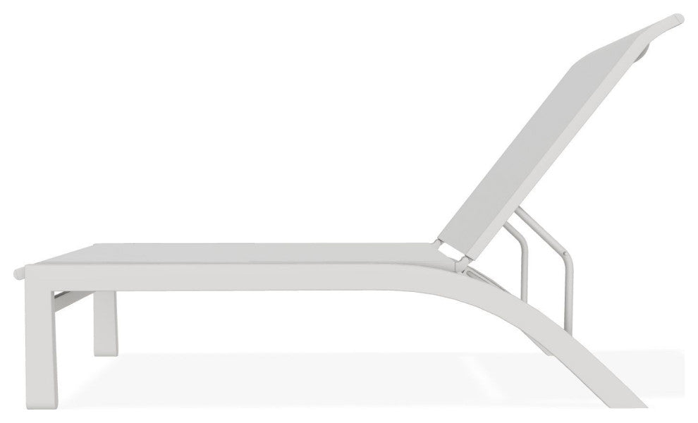 Kendall Sling Stackable Outdoor Chaise Lounge, White/Snow