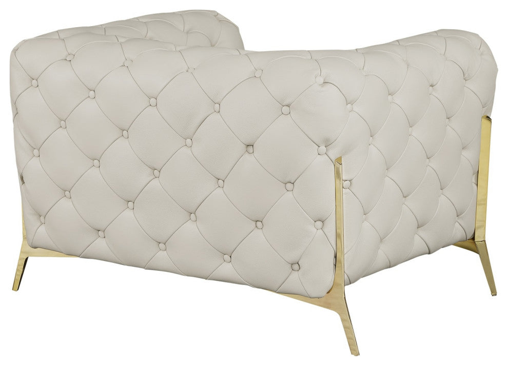 Angelica Italian Leather Accent Chair, Beige