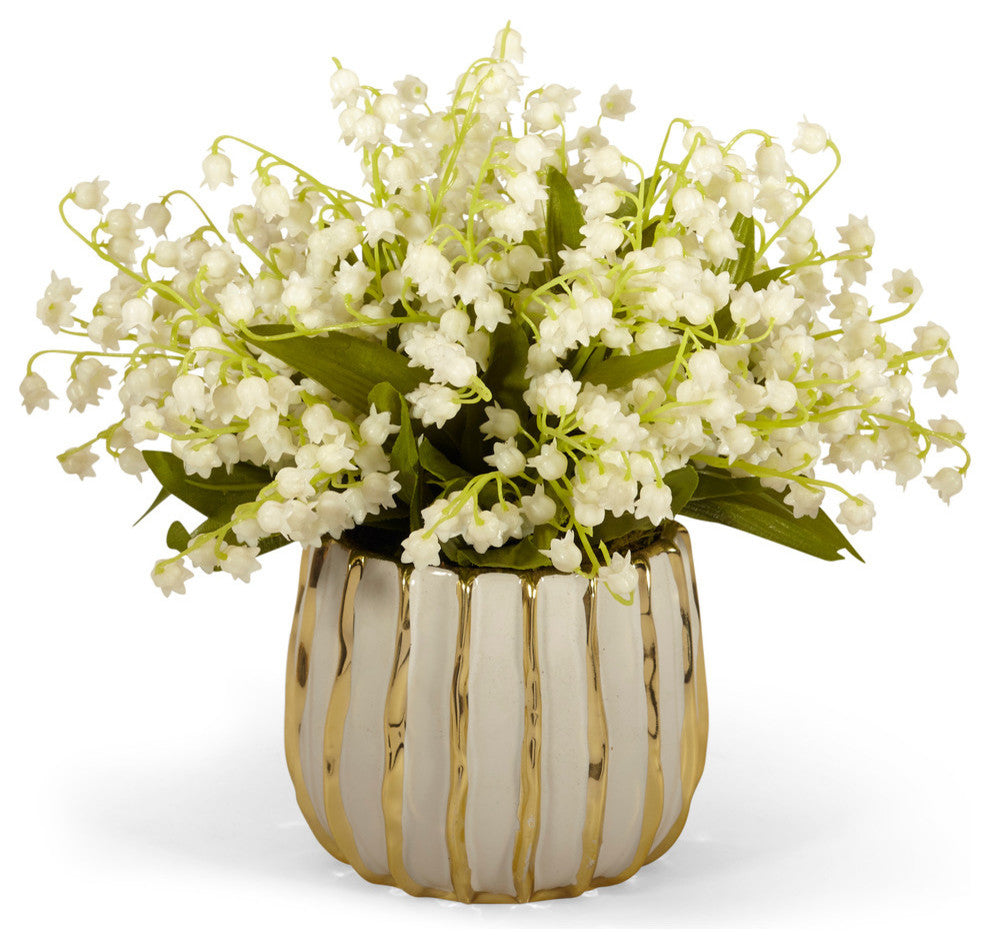 Lilly of the Valley in White and Gold Container