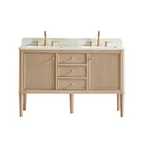 Blaise Bathroom Vanity, Light  Oak, 54" Double, No Mirror