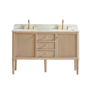 Blaise Bathroom Vanity, Light  Oak, 54" Double, No Mirror