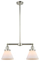 2-Light Large Cone 22" Chandelier, Polished Nickel, Glass: Matte White Cased