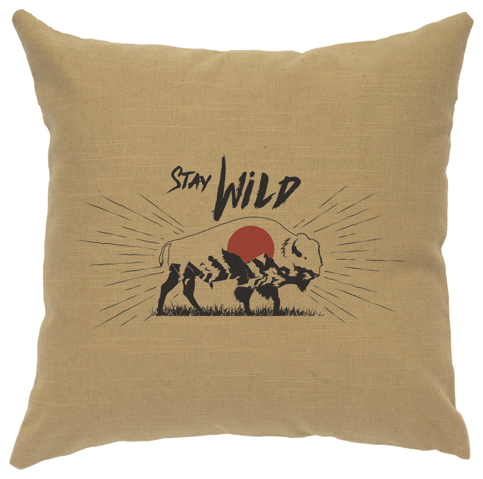 Image Pillow 16x16 Stay Wild Linen Straw