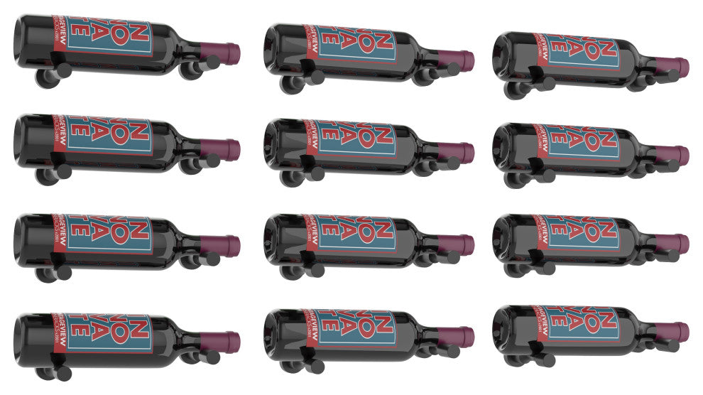 Vino Pins 12 Bottle Wall Mounted Wine Rack Kit, Matte Black, Single Depth (12 Bottles)