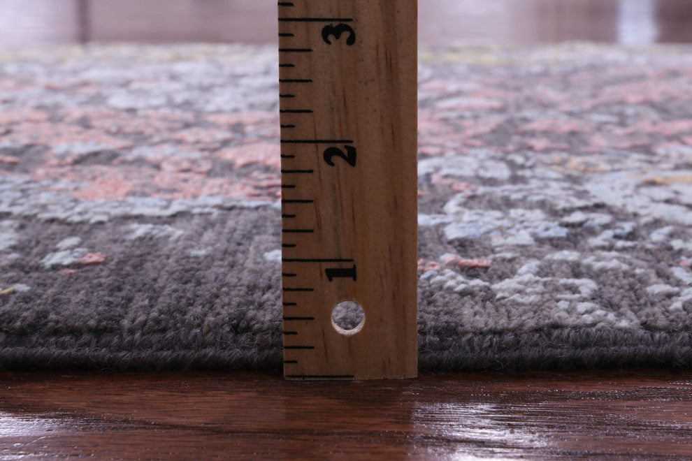 Runner Modern Wool & Silk Handmade Rug 2' 7" X 14' 0" - Q14910