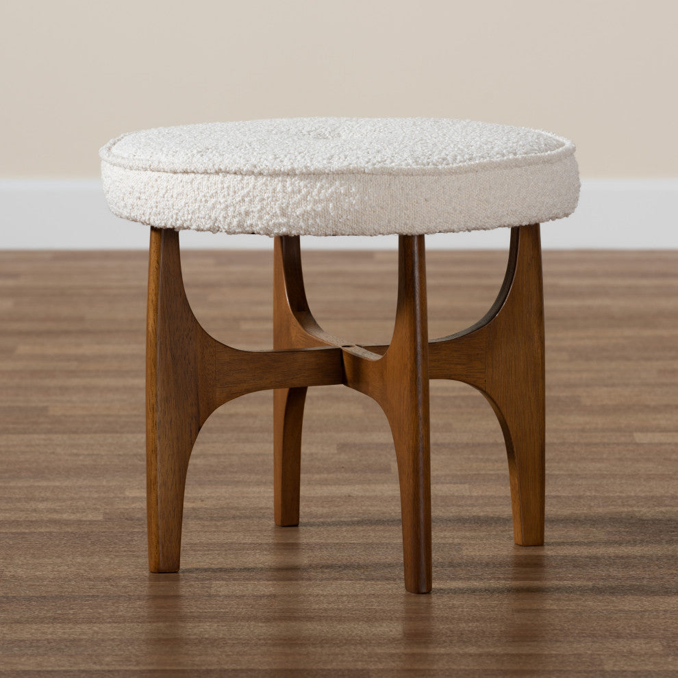 Dahlia Cream Boucle Fabric Collection, Footstool