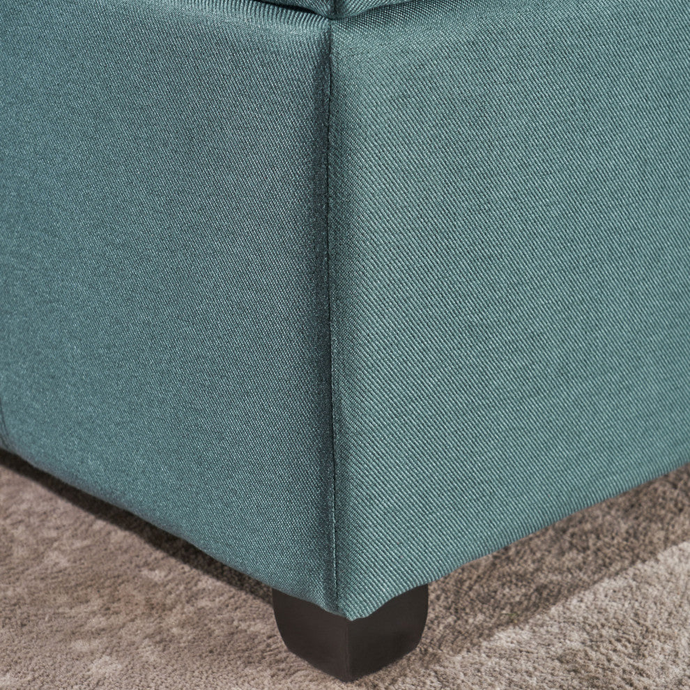 GDF Studio Carlyle Fabric Storage Ottoman, Dark Teal Fabric