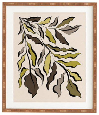 Alisa Galitsyna Green Leaves 2 Framed Wall Art, 11x13"