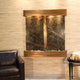 Aspen Falls Water Fountain, Green Marble, Rustic Copper, Square