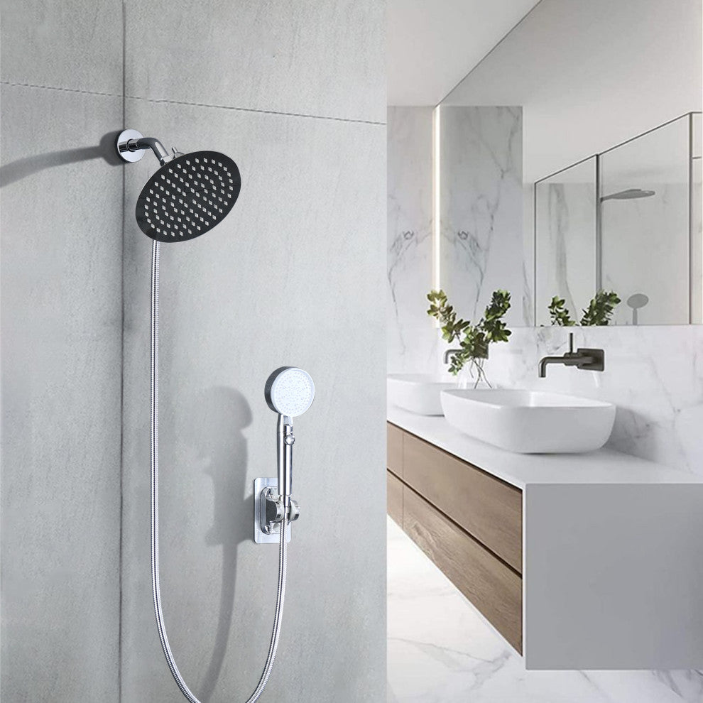 Hand shower set, high pressure round 8'' rain shower, Chrome