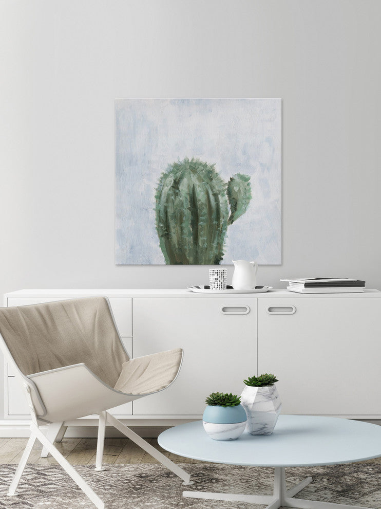 "Green Cacti" Painting Print on Wrapped Canvas, 18"x18"