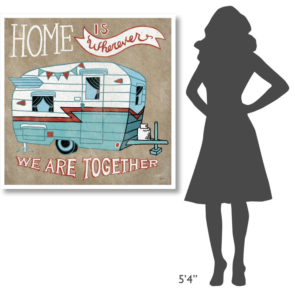 "Adventure Love Camper Taupe" Digital Paper Print by Mary Urban, 42"x42"