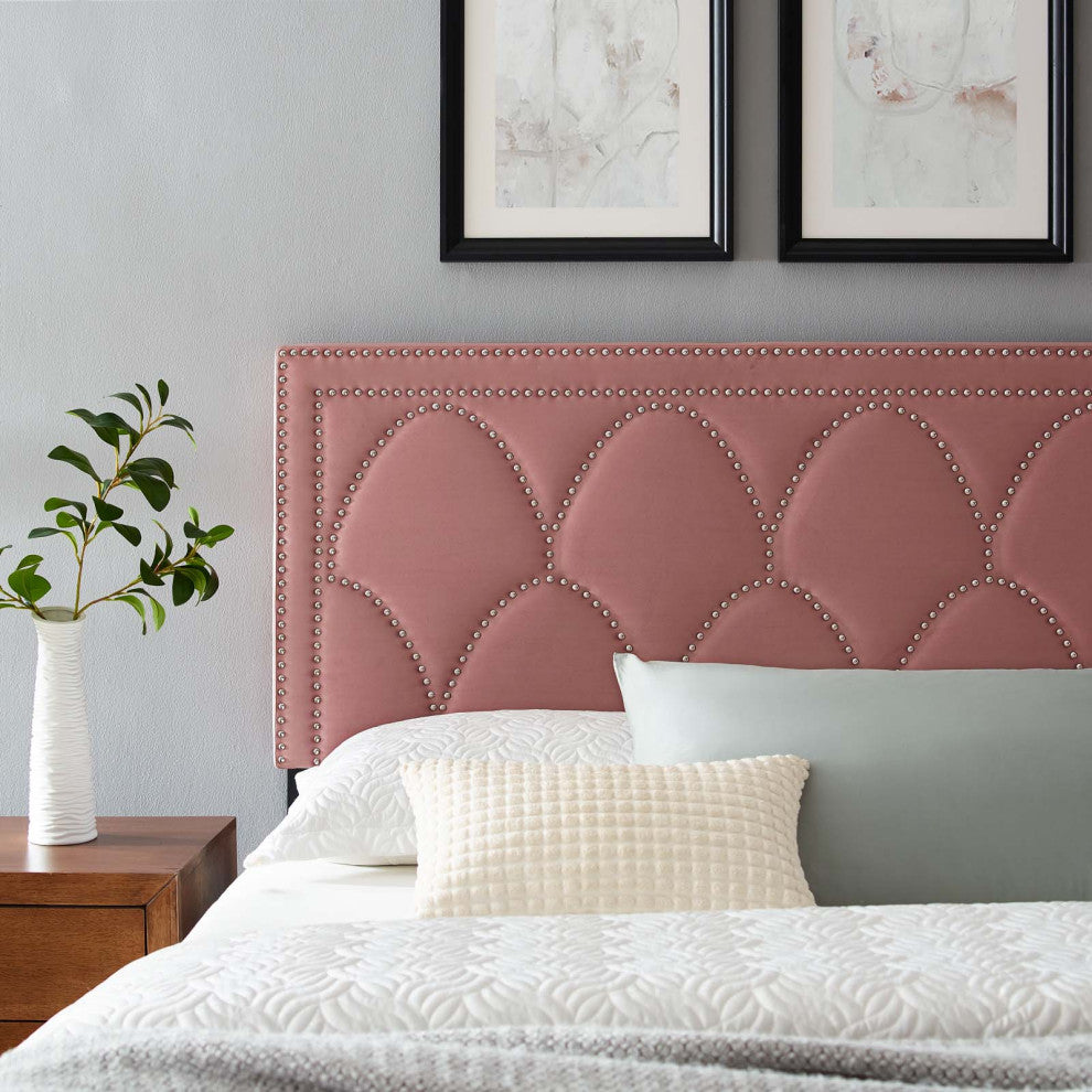 Greta Performance Velvet Twin Headboard, Dusty Rose