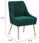Side Dining Chair, Steel Metal, Fabric, Green, Gold, Bar Kitchen Cafe Bistro