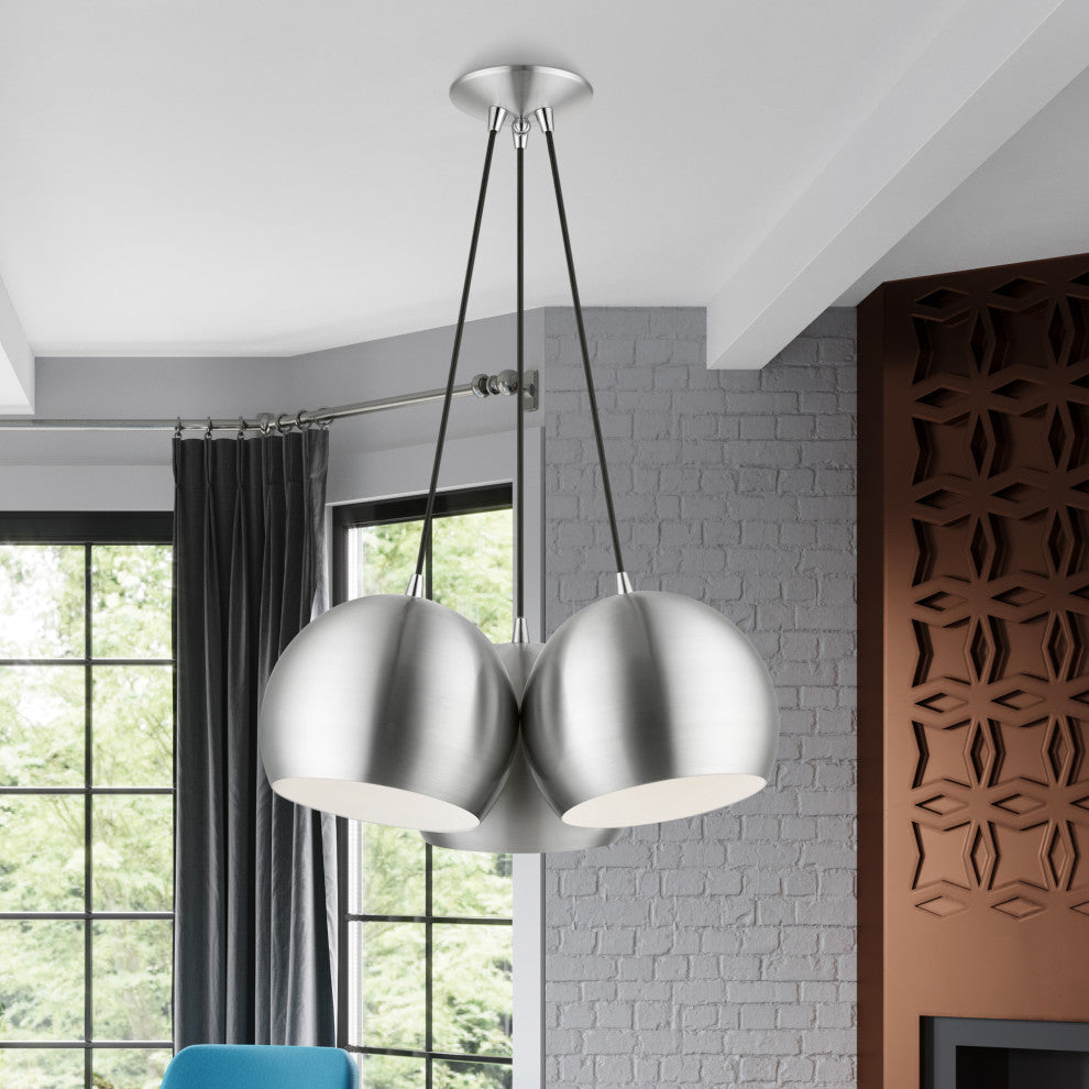 Livex Lighting 3 Light Polished Aluminum Globe Pendant
