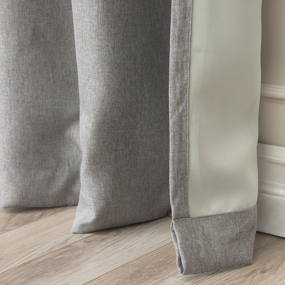 Faux Linen Blackout Curtain, Gray, 52"x96"