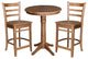 30" Round Pedestal Gathering Height Table with Emily Counter Height Stools, Distressed Oak