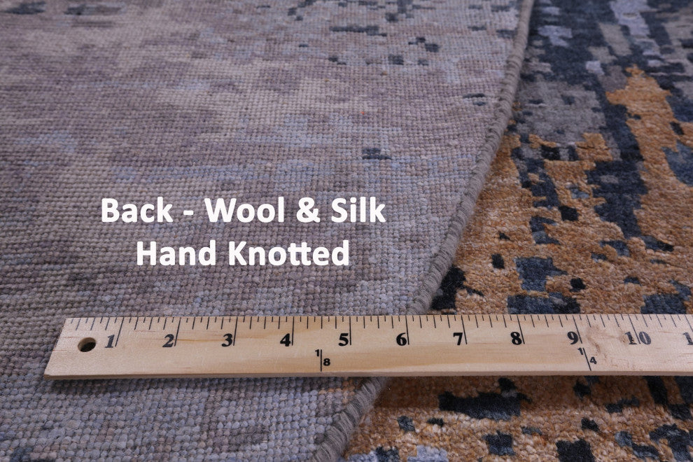 8' Round Modern Wool & Silk Handmade Rug - Q14879