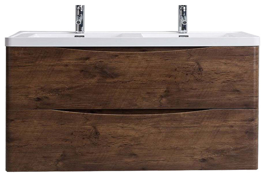 Eviva Smile 48" Rosewood Modern Bathroom Vanity Integrated Acrylic Double Sink