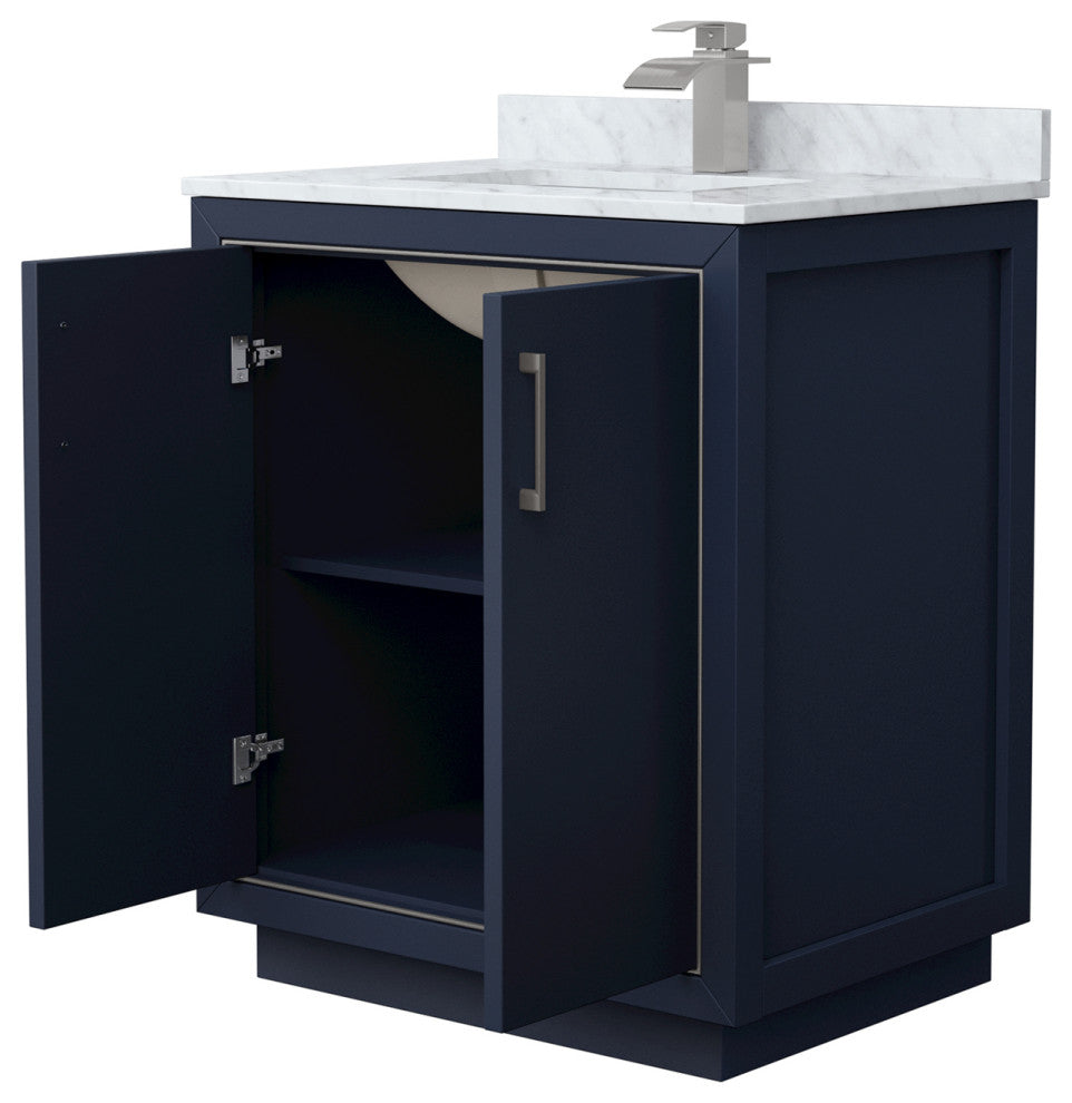 Icon 30" Dark Blue Single Vanity, Top, Nickel Trim