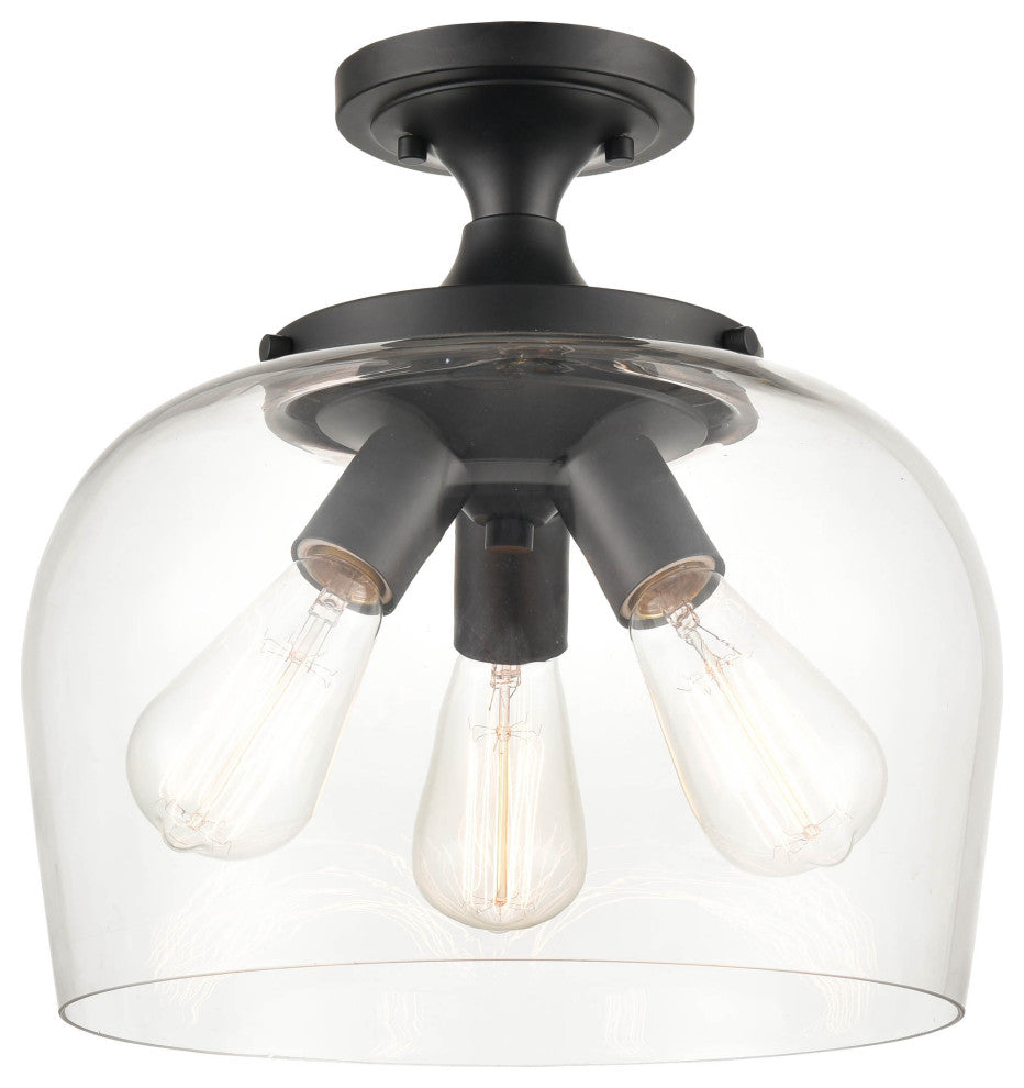 Ashford Collection 3-Light 13" Semi-Flush, Matte Black