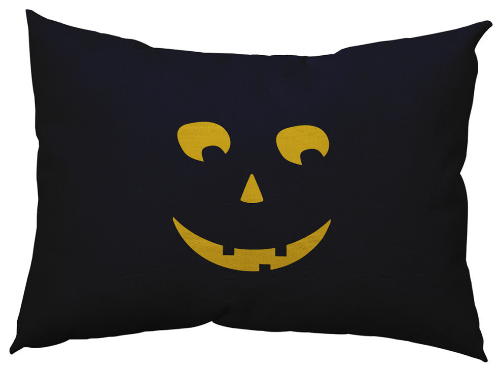 Halloween Jack-O-Lantern Left Accent Pillow, Navy, 14"x20"