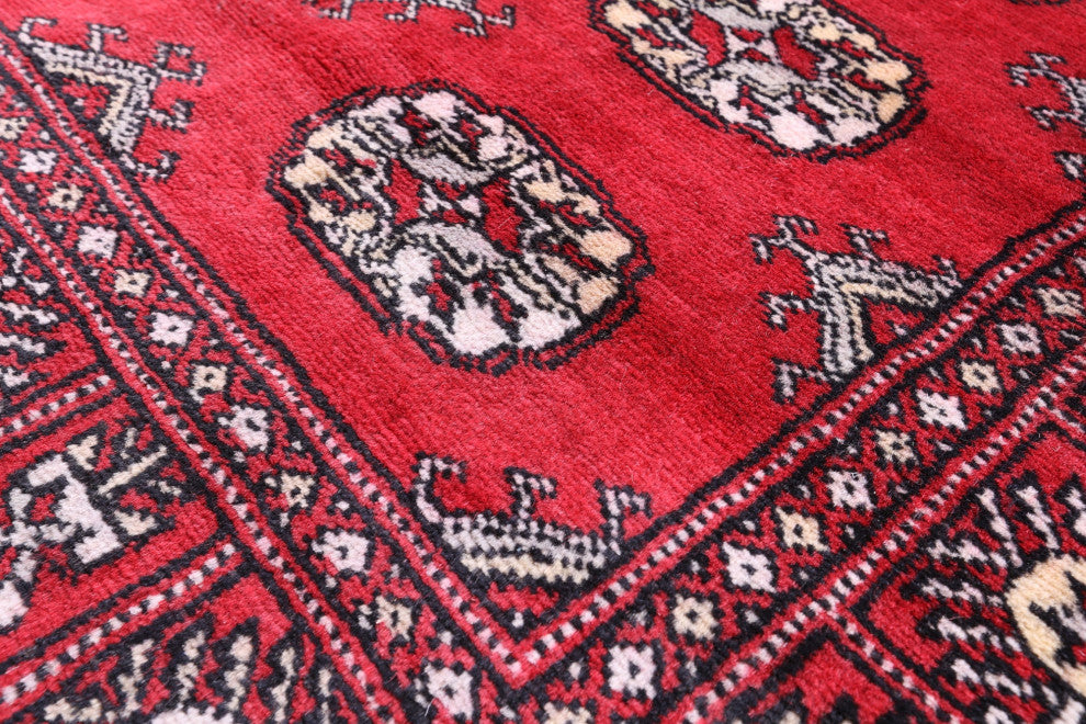 3' 1" X 5' 5" Handmade Signed Silky Bokhara Wool Rug - Q13813