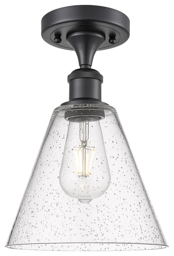 Innovations 516-1C-BK-GBC-84-LED 1 Light Semi-Flush Mount, Matte Black