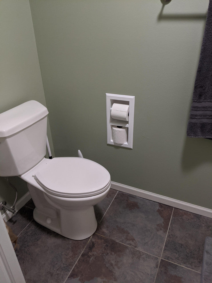 Bayshore Recessed Solid Wood Double Toilet Paper Holder 7 x 14.5, Unfinished
