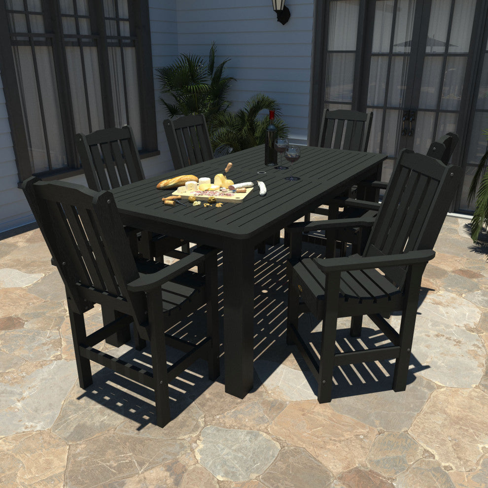 Springville 7-Piece 42x84 Counter Dining Set, Weathered Acorn, Black
