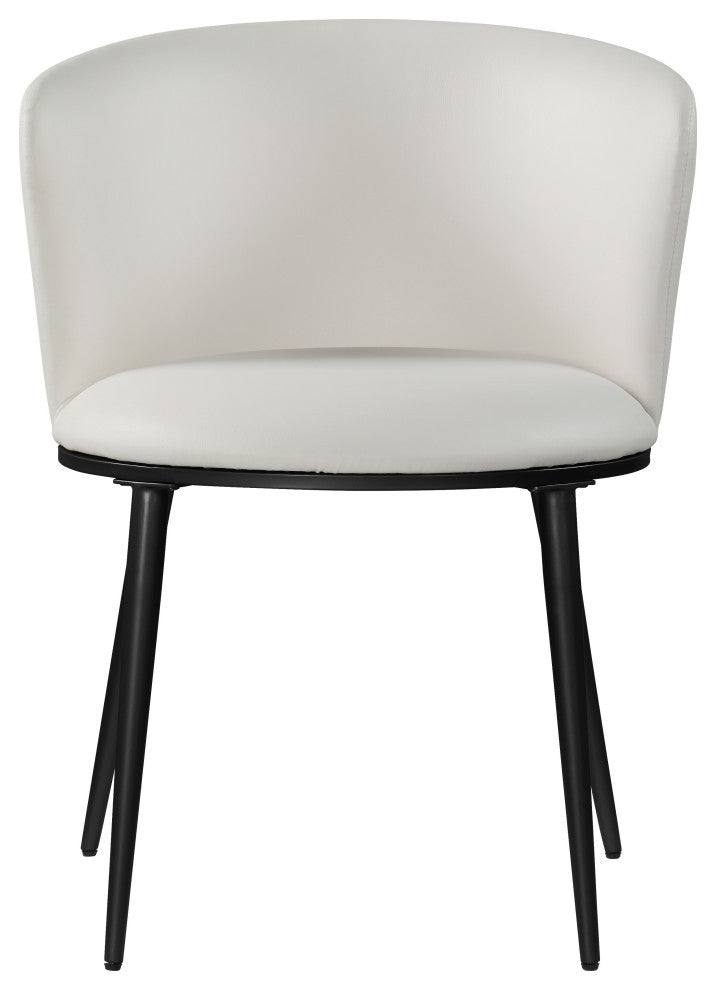 Skylar Dining Chair, Set of 2, White Faux Leather, Matte Black Iron Legs