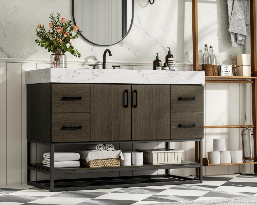 Home Living 48" Single Bathroom Vanity, Mocha Brown
